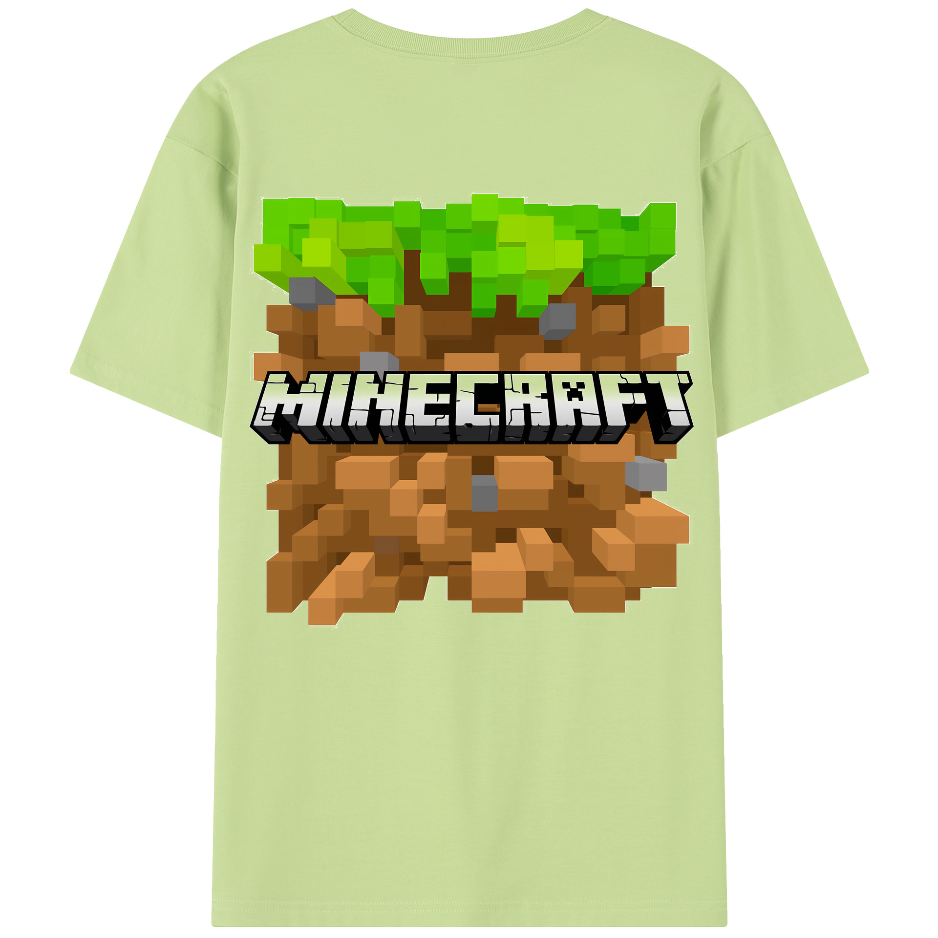 （画像用） マインクラフト ブロックの世界 Minecraft MC Block world 綿100％半袖Tシャツ（背面プリント）